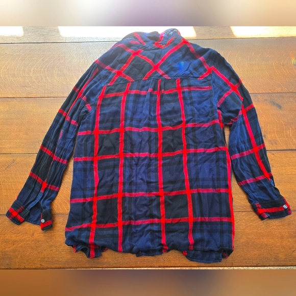 Isabel Maternity Red, Blue, and Black Plaid Button-Up Longsleeve XL Shirt - Picture 3 of 3